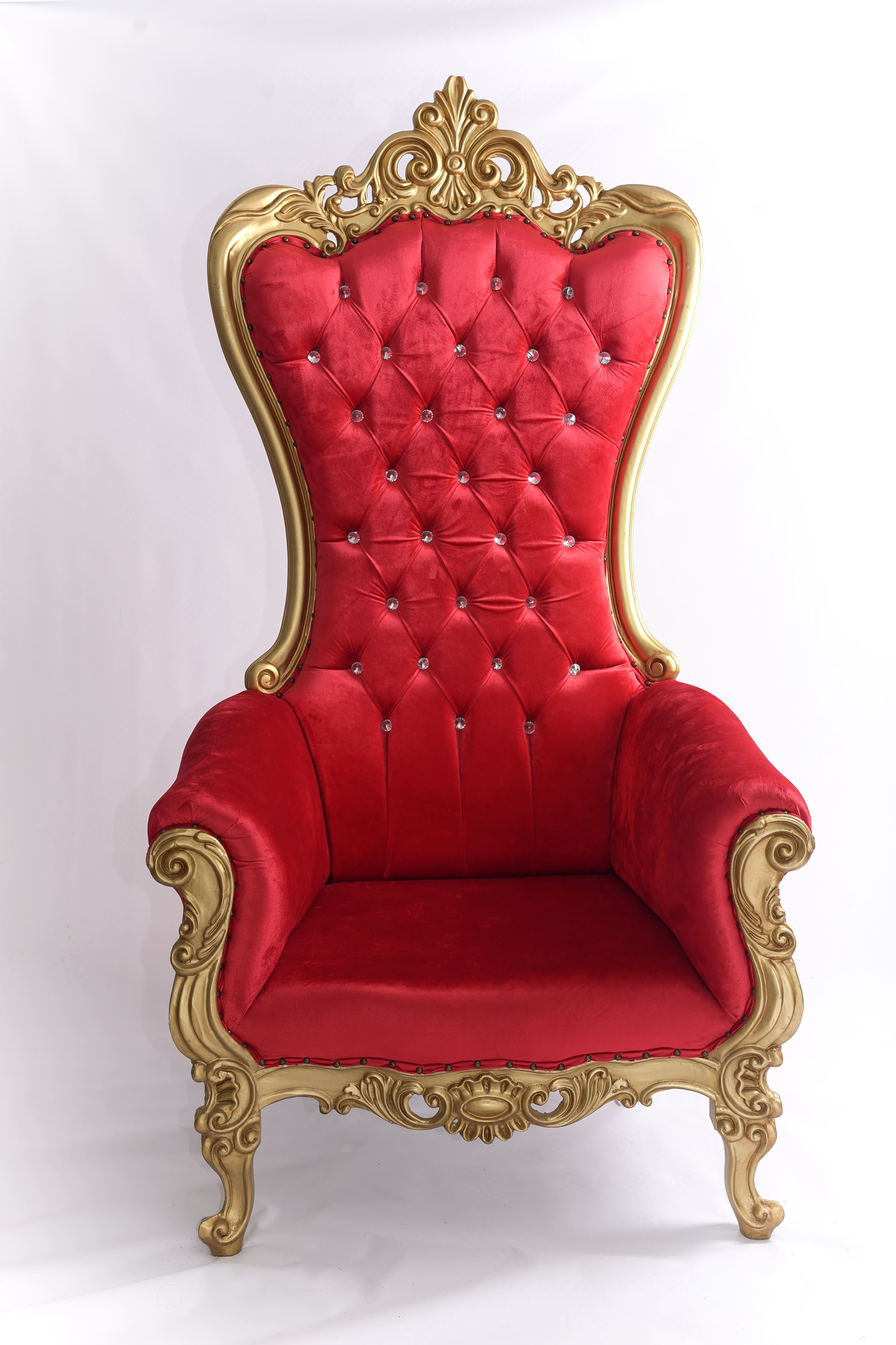 Queen Horus Crimson Throne Chair - Red & Off-Gold