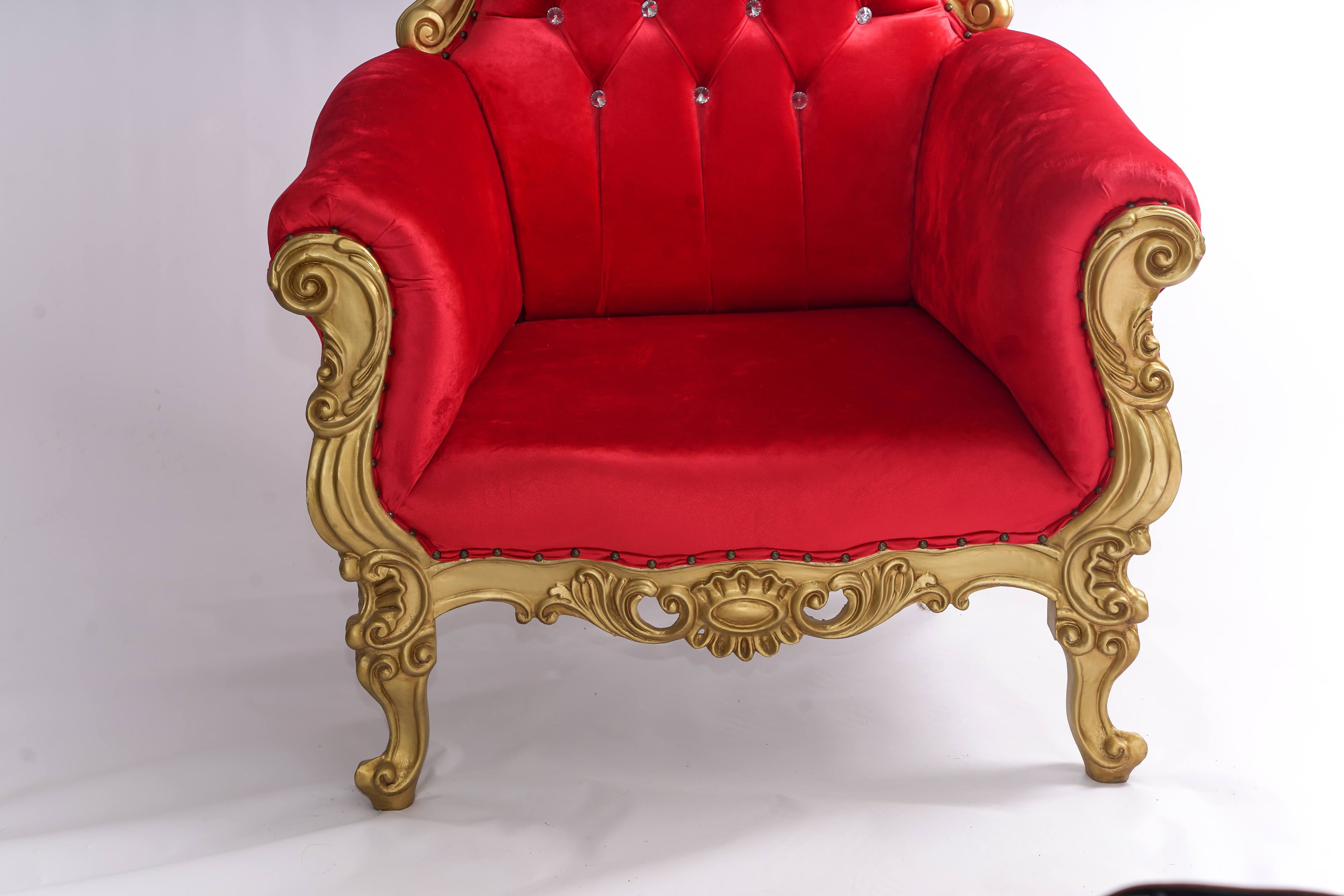 Queen Horus Crimson Throne Chair - Red & Off-Gold