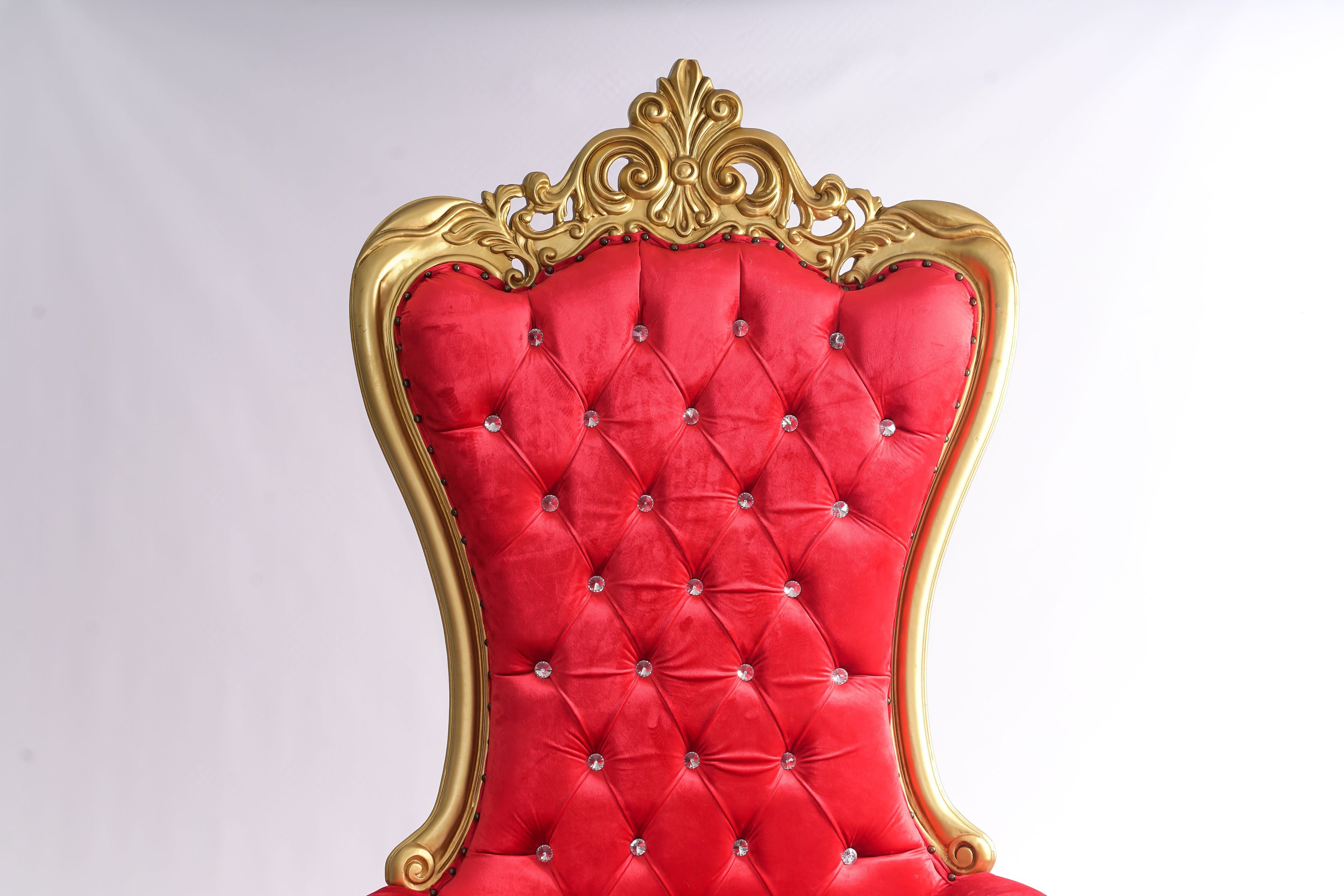 Queen Horus Crimson Throne Chair - Red & Off-Gold