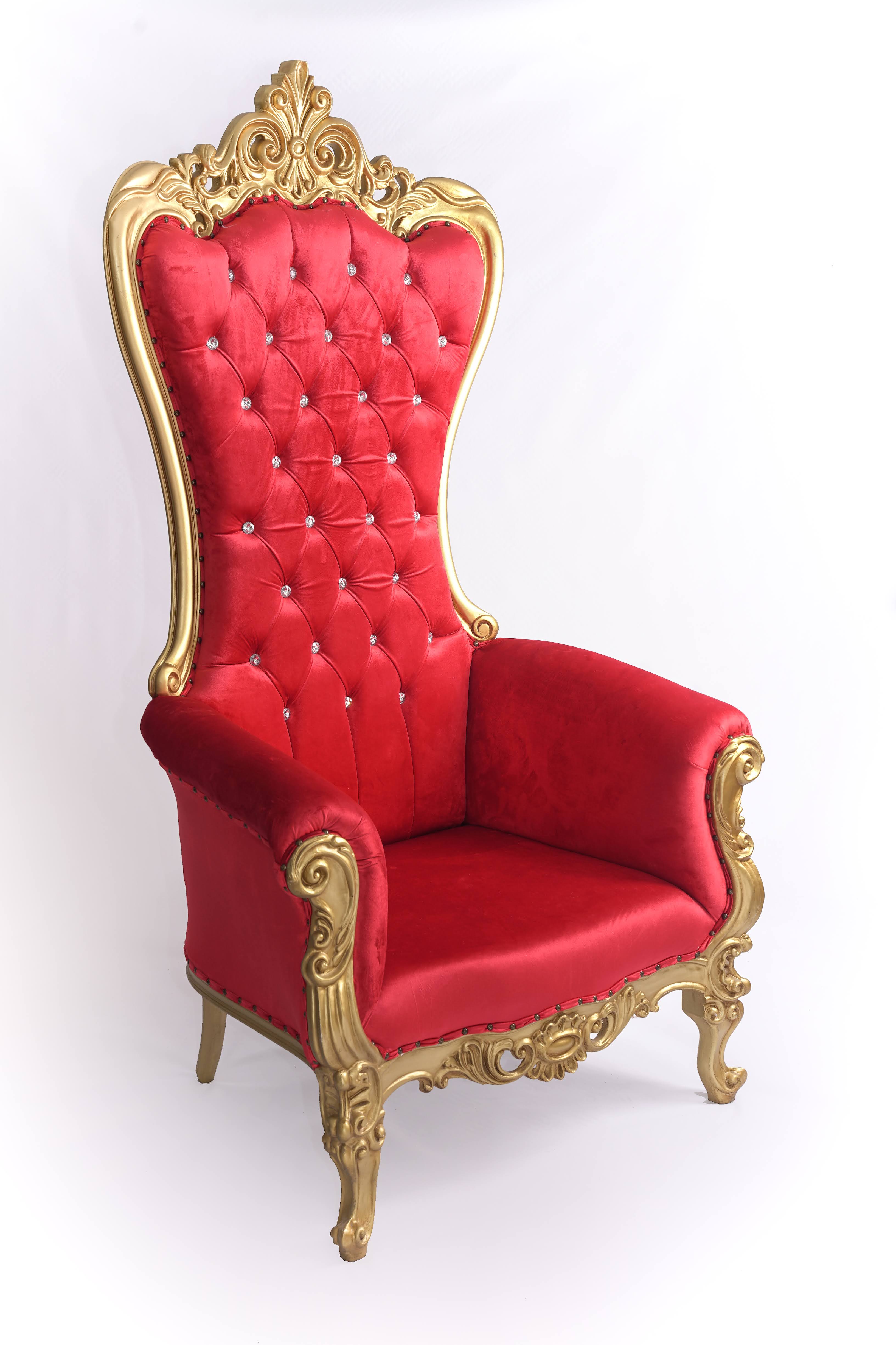 Queen Horus Crimson Throne Chair - Red & Off-Gold
