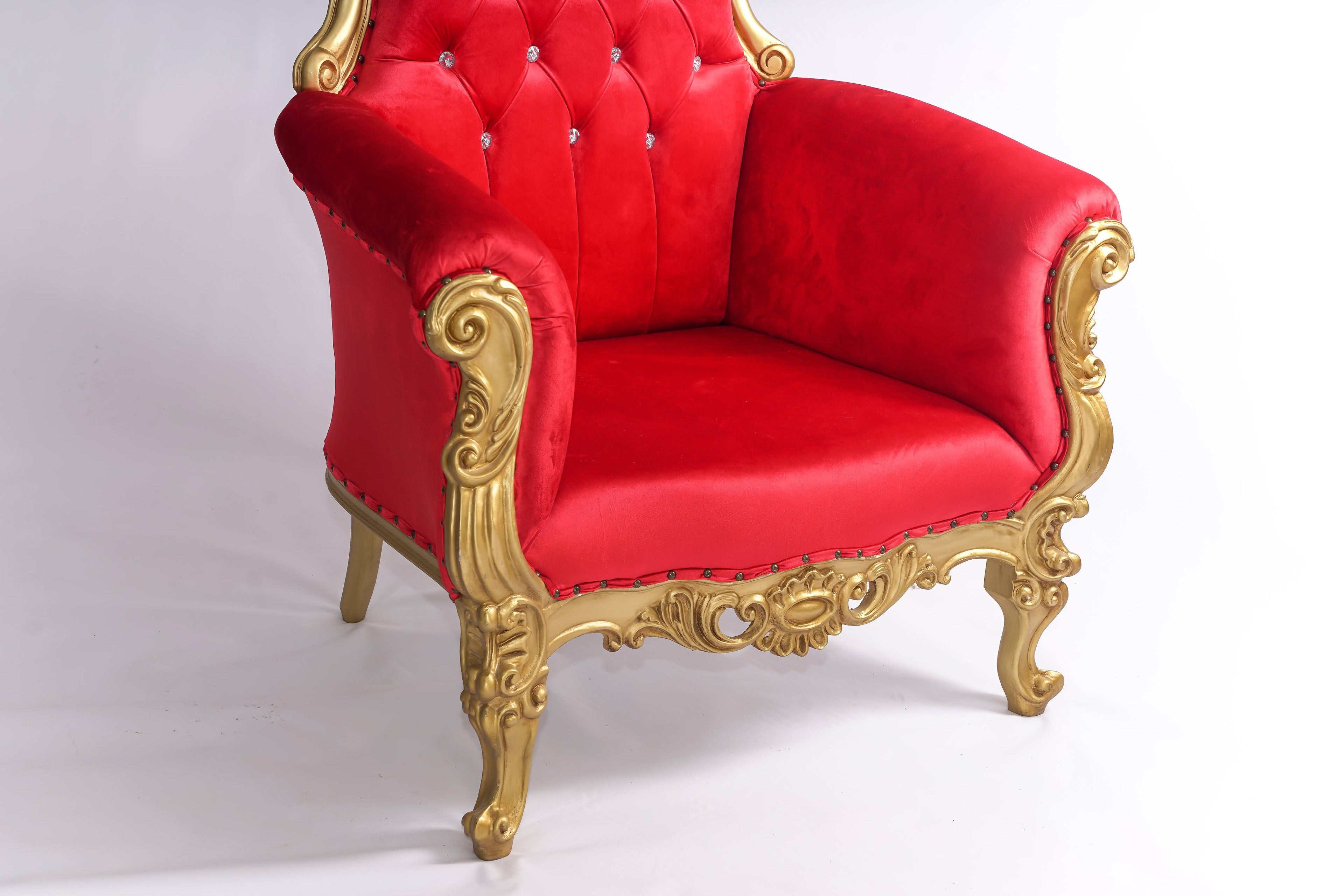 Queen Horus Crimson Throne Chair - Red & Off-Gold