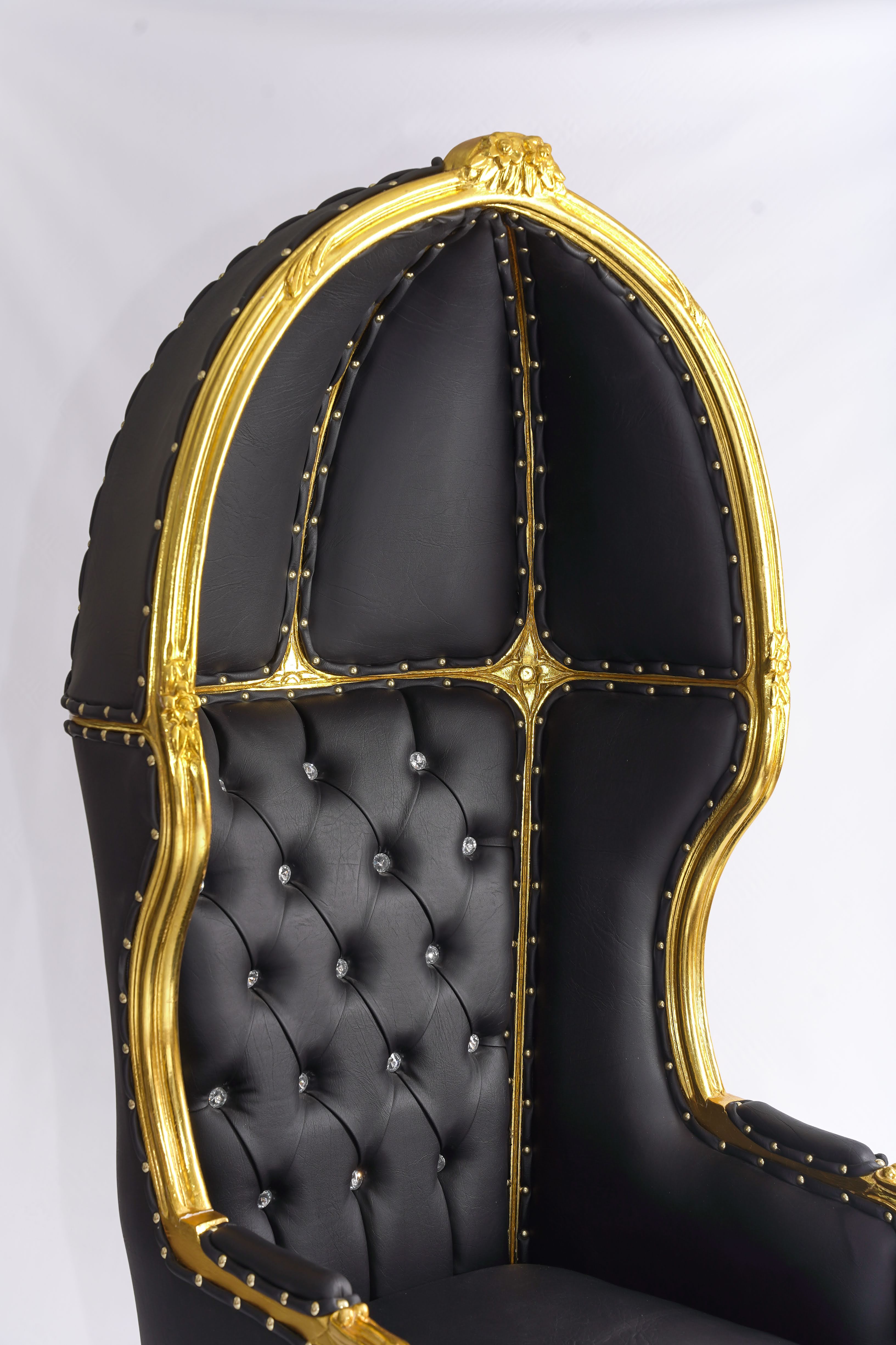 Queen Hatshepsut Canopy Throne Chair - Black & Gold