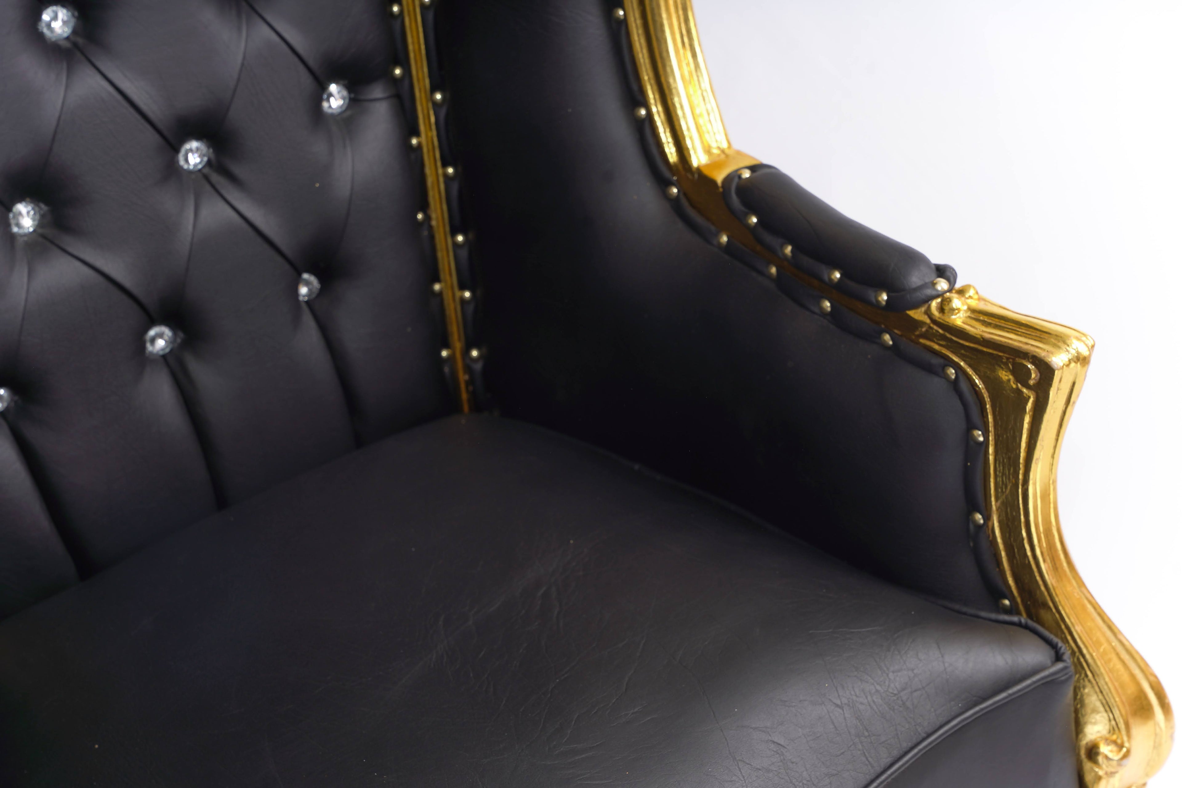 Queen Hatshepsut Canopy Throne Chair - Black & Gold