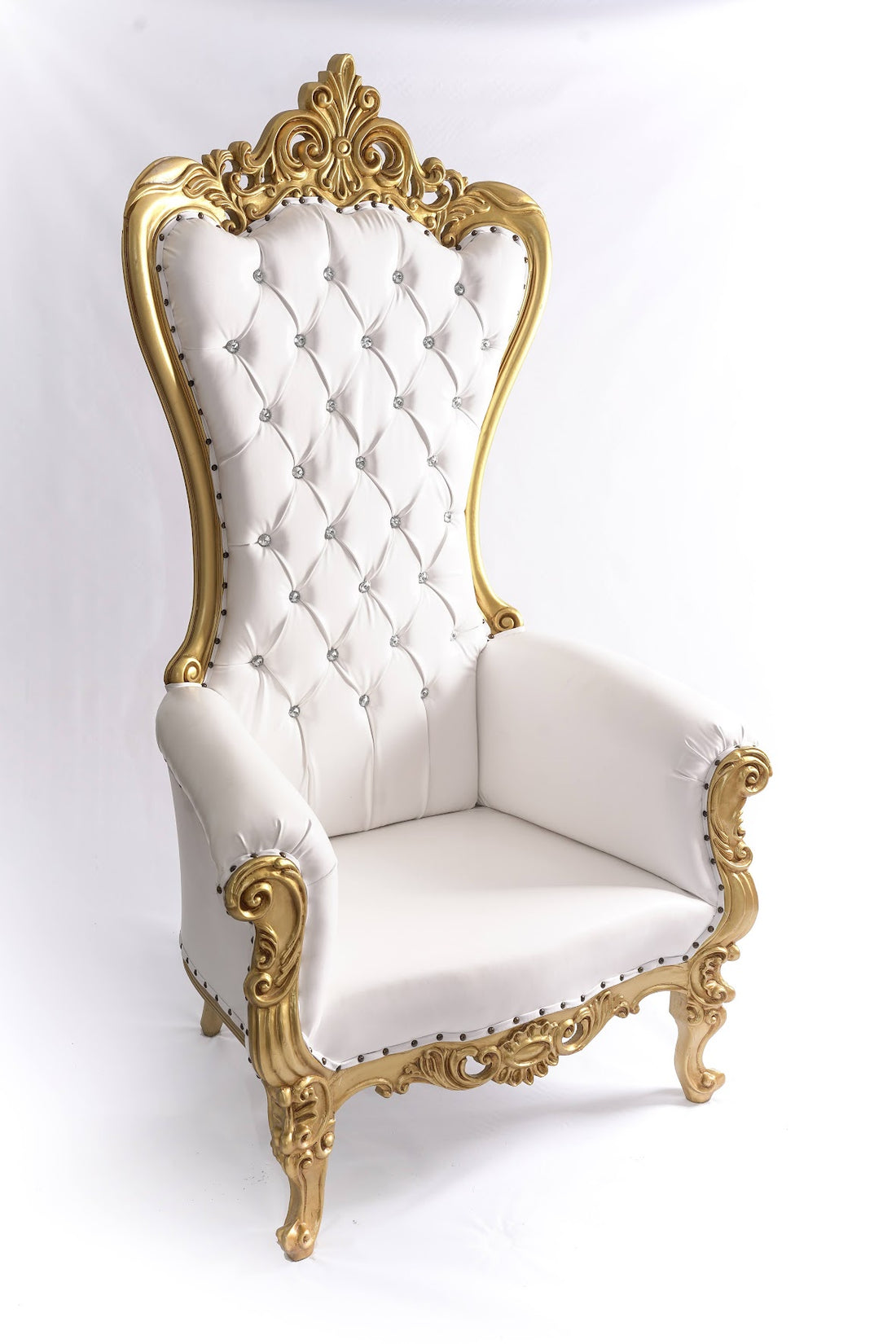 Queen Cleopatra Throne Chair White-Gold