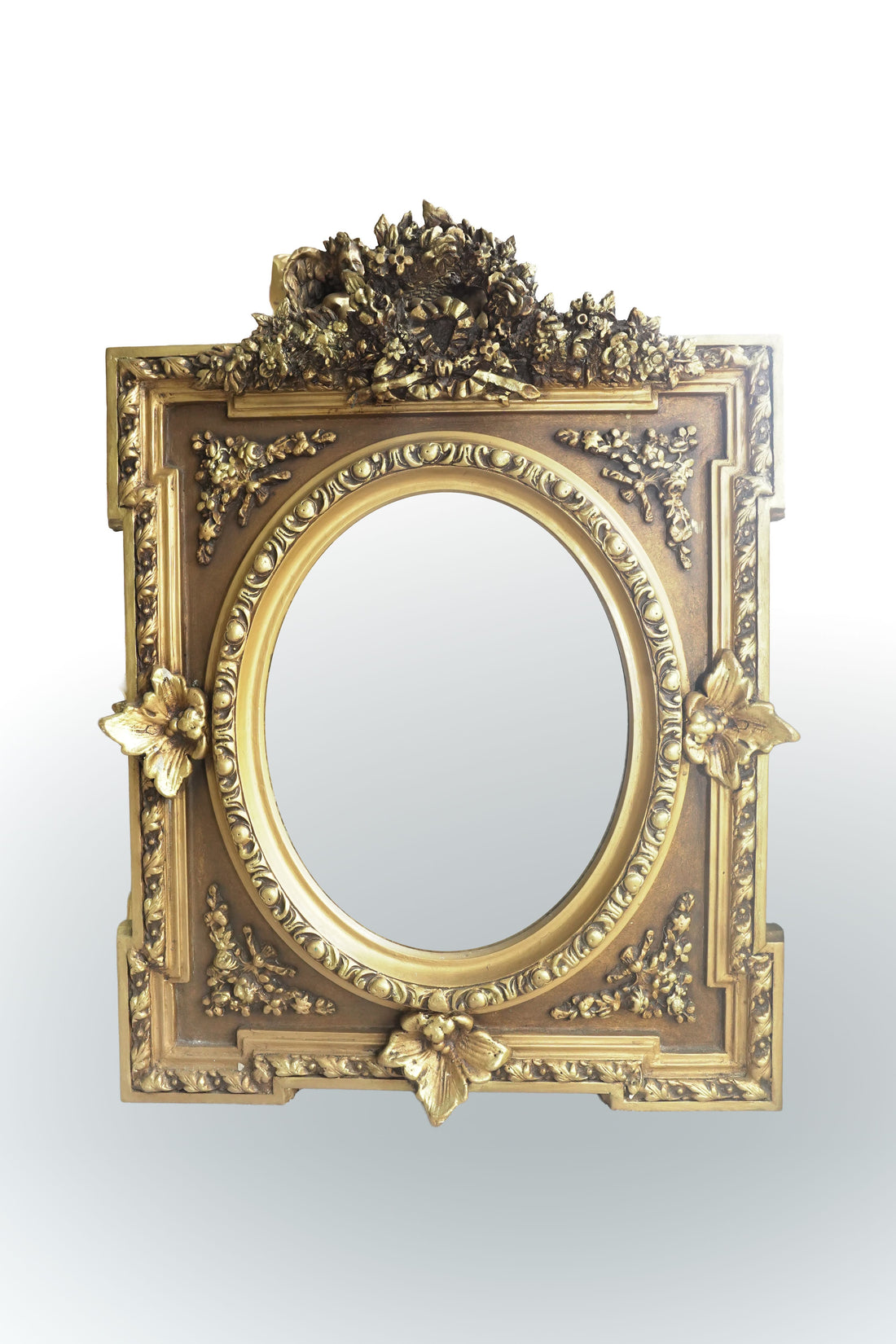 Horus Crest Mirror III – Floral Oval Gold [Small]