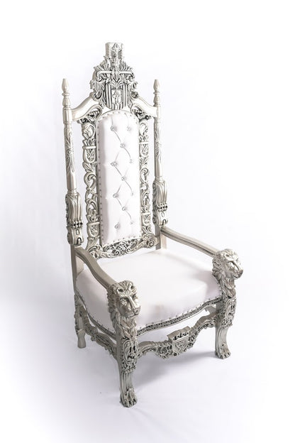 King Tut Throne Chair White-Silver